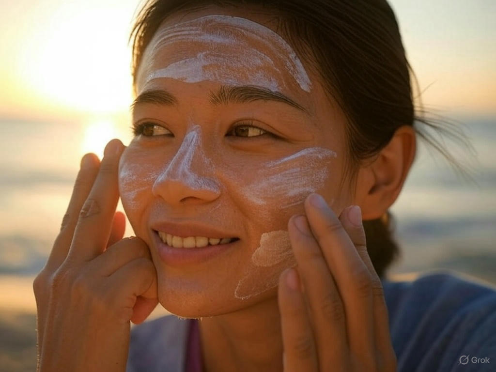 선크림을 발라 비타민D가 부족한 여성